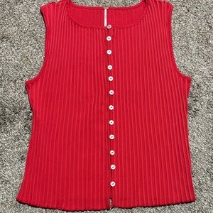 Free People Scarlet Ribbed Button-Up Blouse